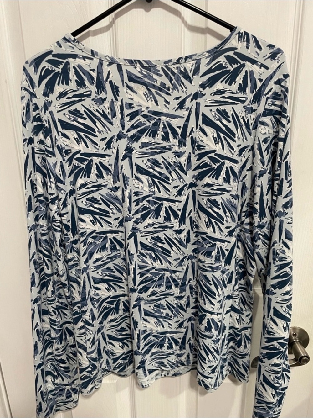 Blue and White Abstract Print Top